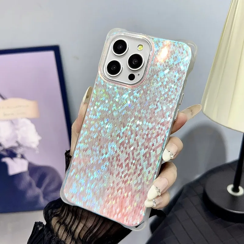 Чехол с четырьмя углами для iPhone 15 Pro Max 14 Plus 13 12 11 16 блестящая противоударная модная