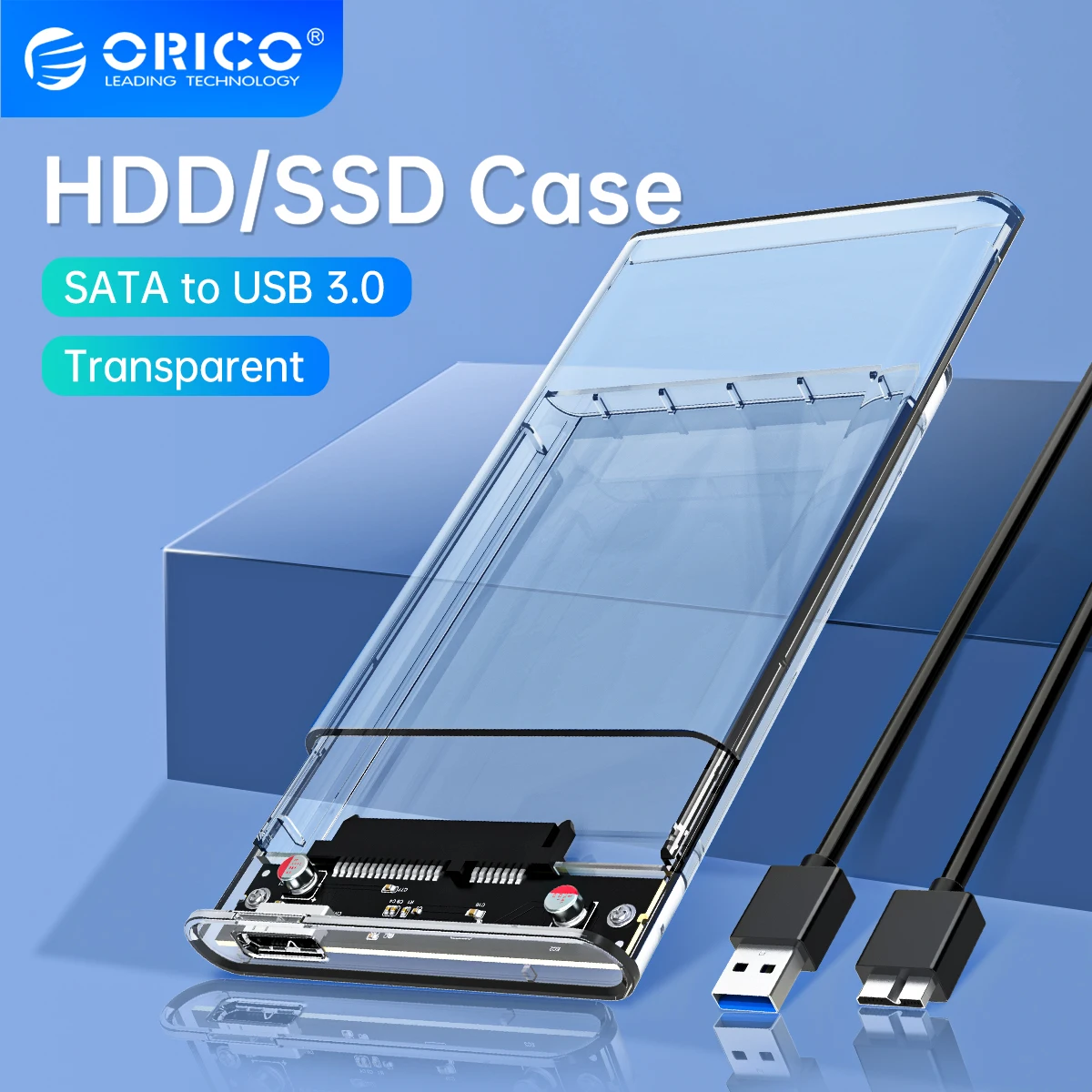 Корпус для HDD ORICO Transparent SATA to USB 3.0 для внешнего жесткого диска 2,5 дюйма Enclosure для SSD-дисков с поддержкой UASP. - Фото №1