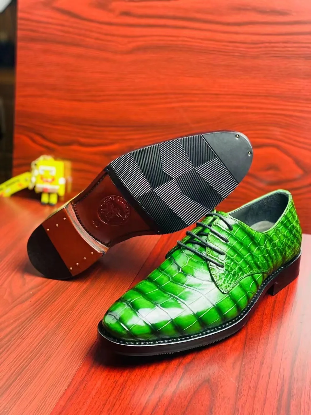 

2022 Sipriks Handmade Goodyear Welted Dress Shoes for Men Boss Business Casual Shoes Alligator Skin Crocodile Leather Derby Shoe