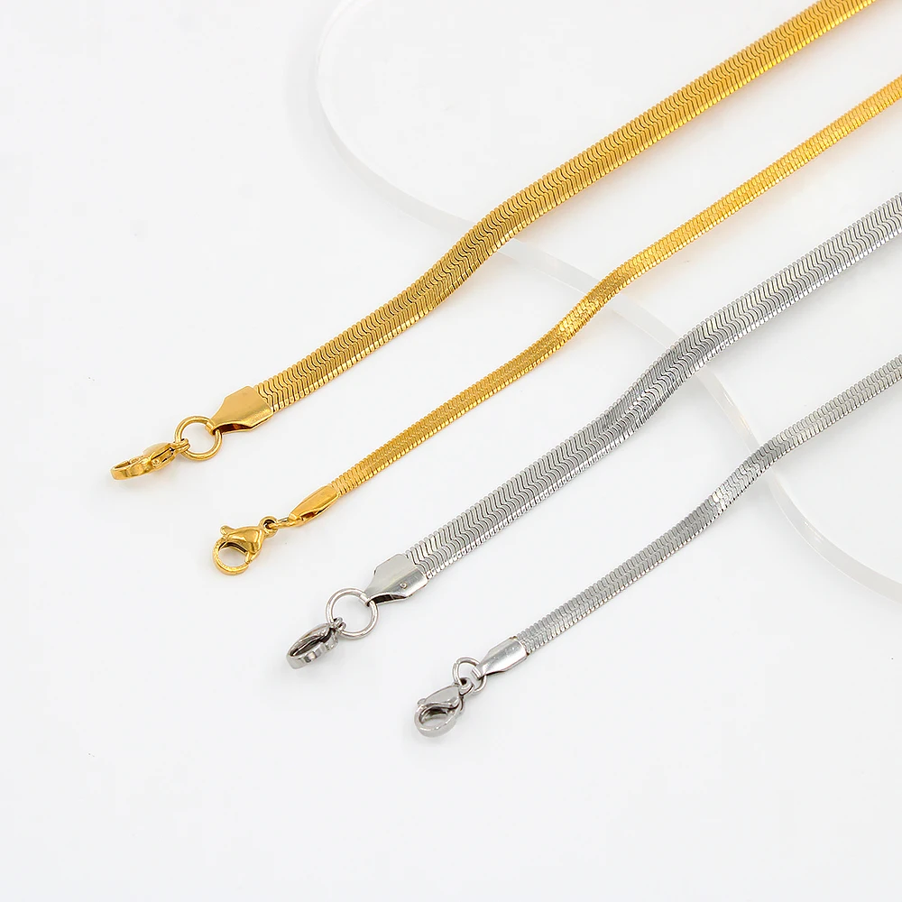 

Stainless Steel Blade Chain Waterproof Herryingbone Chain Necklaces For Men Women Minimalist Collar Choker Aesthetic Jewelry