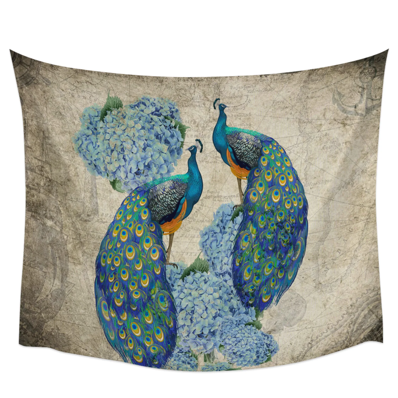 

Гобелен в стиле ретро с павлиньими гортензиями, настенный комнатный Декор для дома, гостиной, спальни, большие размеры