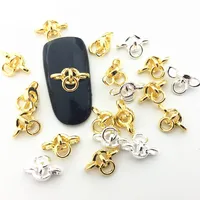 100PC Alloy Nose Of The Ox Ring Punk Nail Charm 4*9mm Gold/Silver Hoops Metal Nail Art DIY Design Loop Ornament Decoration #G5-1