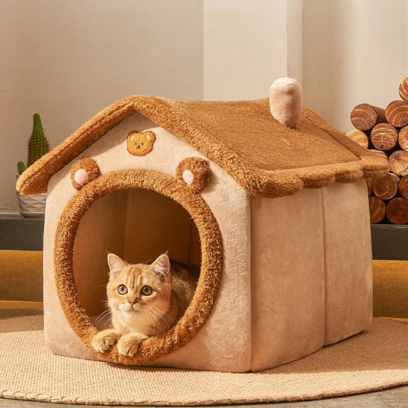 

The cat's nest keeps warm in winter, and the four-season general house bed house villa closes the winter kennel pet cat supplies