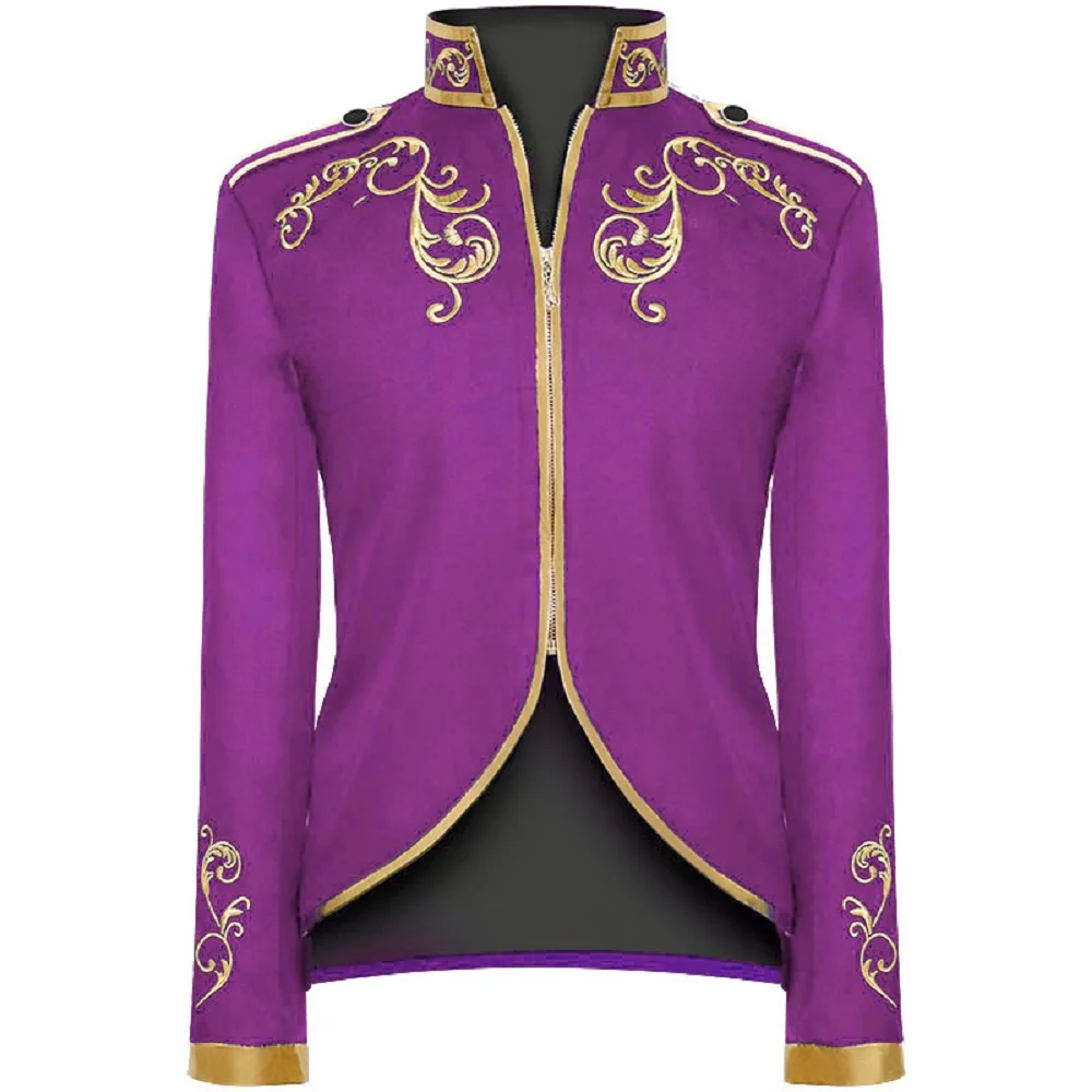 Винтажная мужская средневековая куртка пальто с вышивкой на молнии и