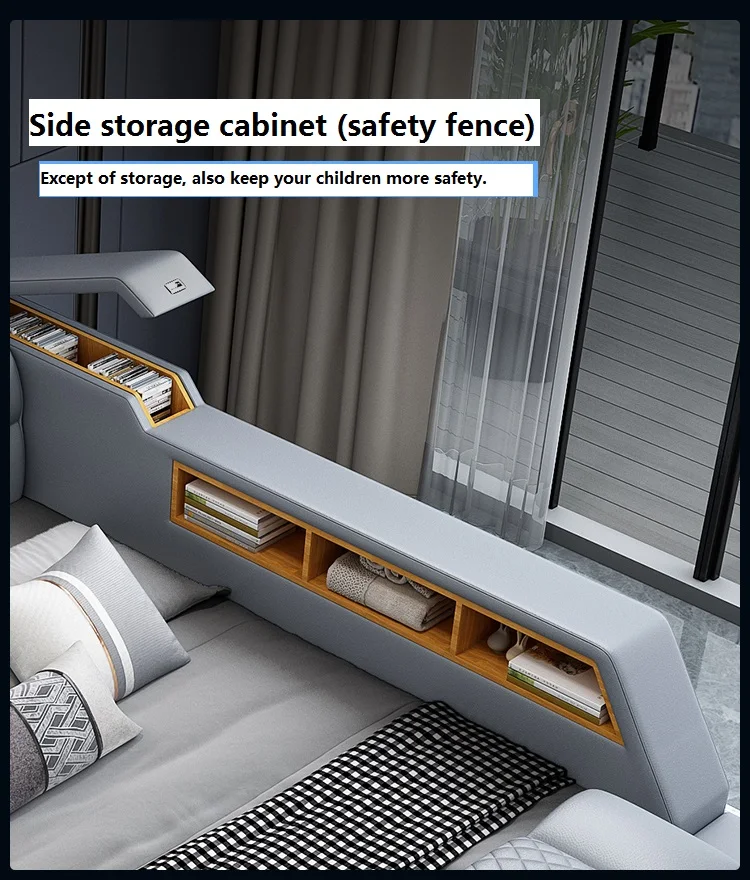 

Умная мебель для спальни, кровать для украшения комнаты, кровать для спальни с многофункциональной массажной кроватью и большим пространством для хранения, кровать с рамой и основанием