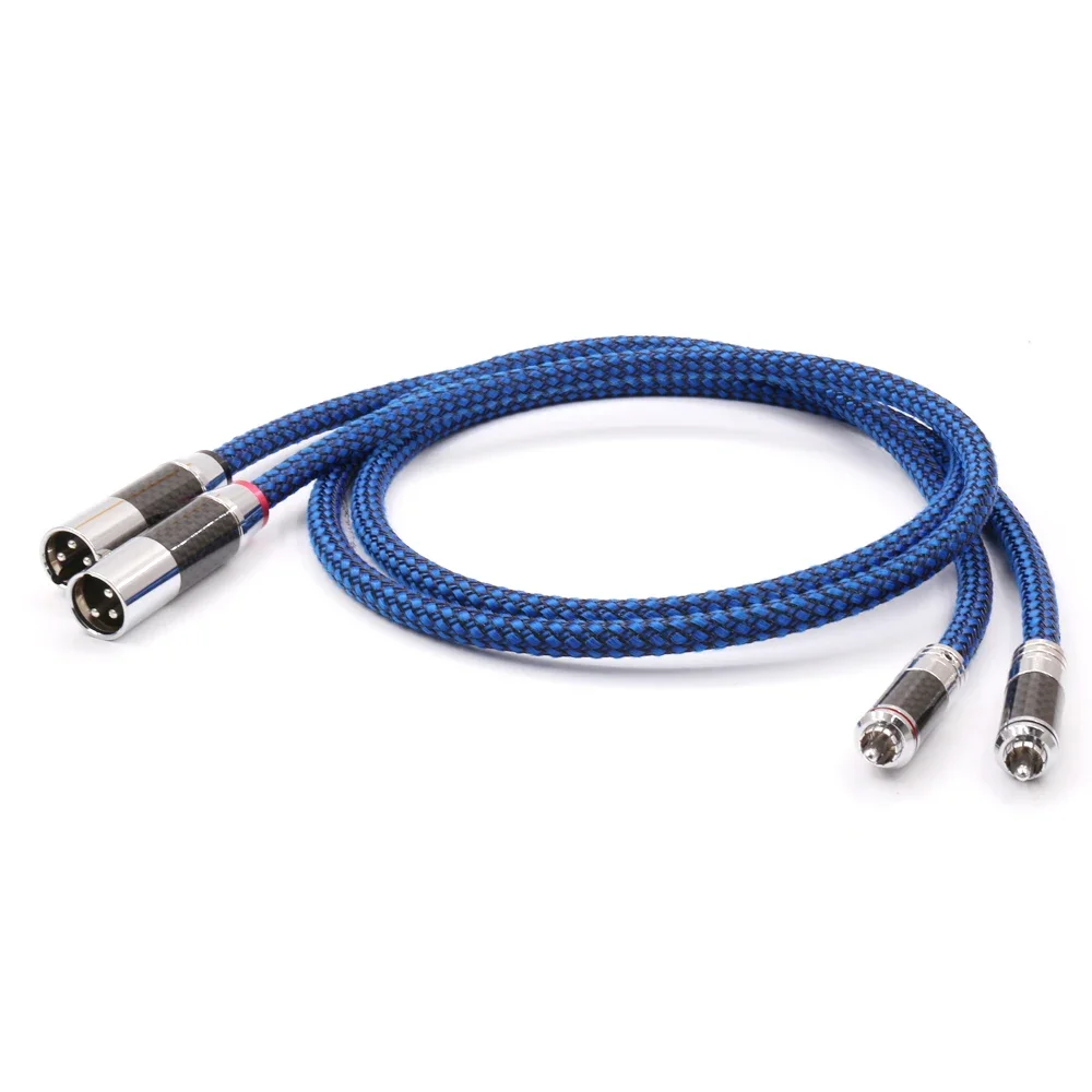 Фото Кабель HiFi Audio RCA-XLR с серебряным покрытием 6N OCC, черный, с разъемами из углеродного волокна, для AV-систем, CD-плееров, акустических систем №5