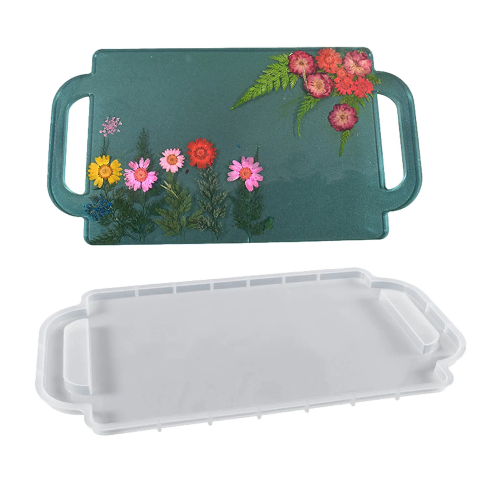 Купи Silicone Try Molds for Resin Large Rectangle Resin Mould with Handles | Flower Pattern Rolling Tray Resin Moulds | for Snacks за 183 рублей в магазине AliExpress