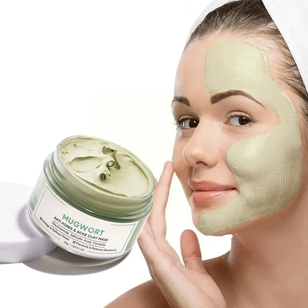 

55g Green Tea Mud Cleansing Face Mask Deep Cleansing Acne dark spot Oil Control Moisturizing Whitening for female Beauty Sk Y6B6