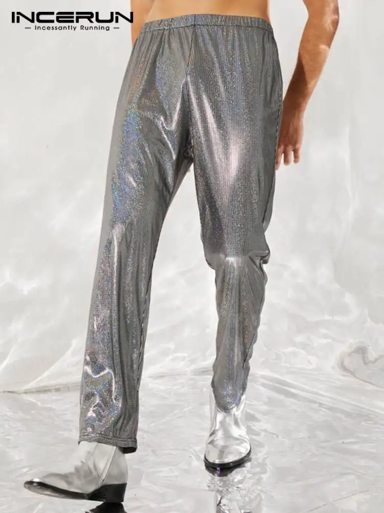 

INCERUN Men Pants Printing Elastic Waist Shiny Joggers Streetwear Party Nightclub Trousers 2022 Fashion Pantalones Hombre 5XL 7