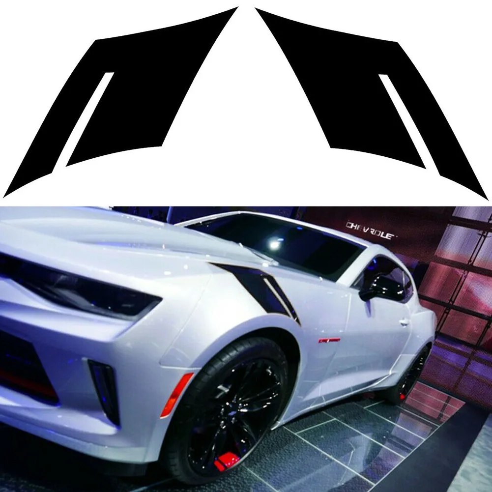 

2pcs Black Glossy Side Fender Marks Stripe Decals Stickers For Chevy Corvette Camaro Decal Stickers Car Accessory Decoration