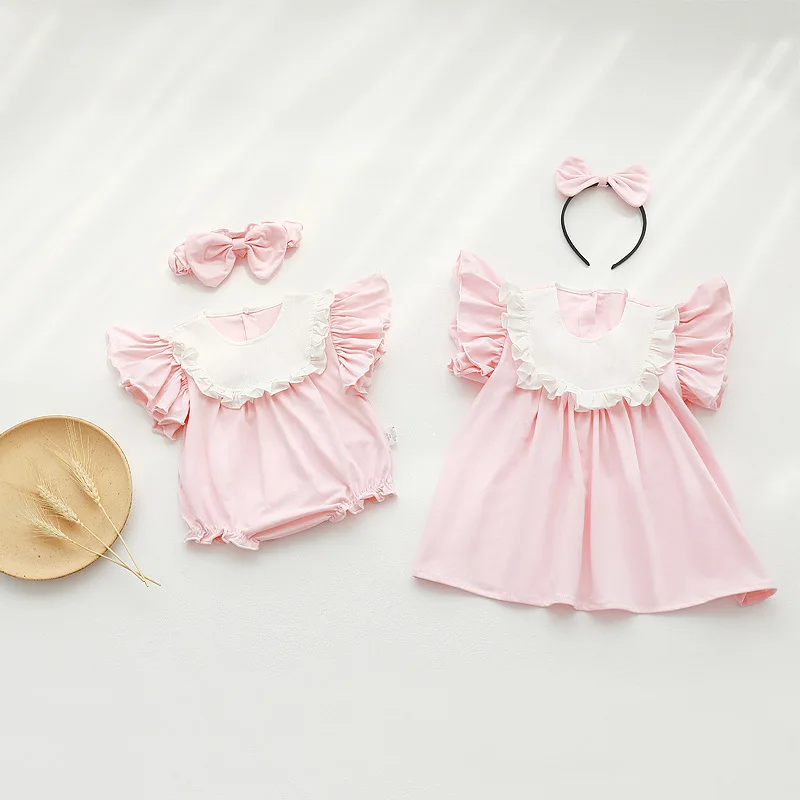 

Infant Kids Baby Girl Sister Dress Rompers Girl Short Sleeve Dress Rompers Summer Baby Girl Newborn Rompers Clothes