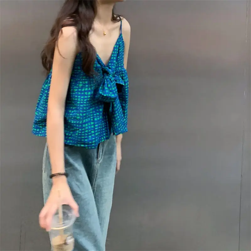 

New Design Summer Cool Suspender Vest Bow Loose Casual Top