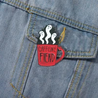 caffeine fiend enamel brooch neo gothic chic pin bag clothes badge mens and womens chic fashion jewelry