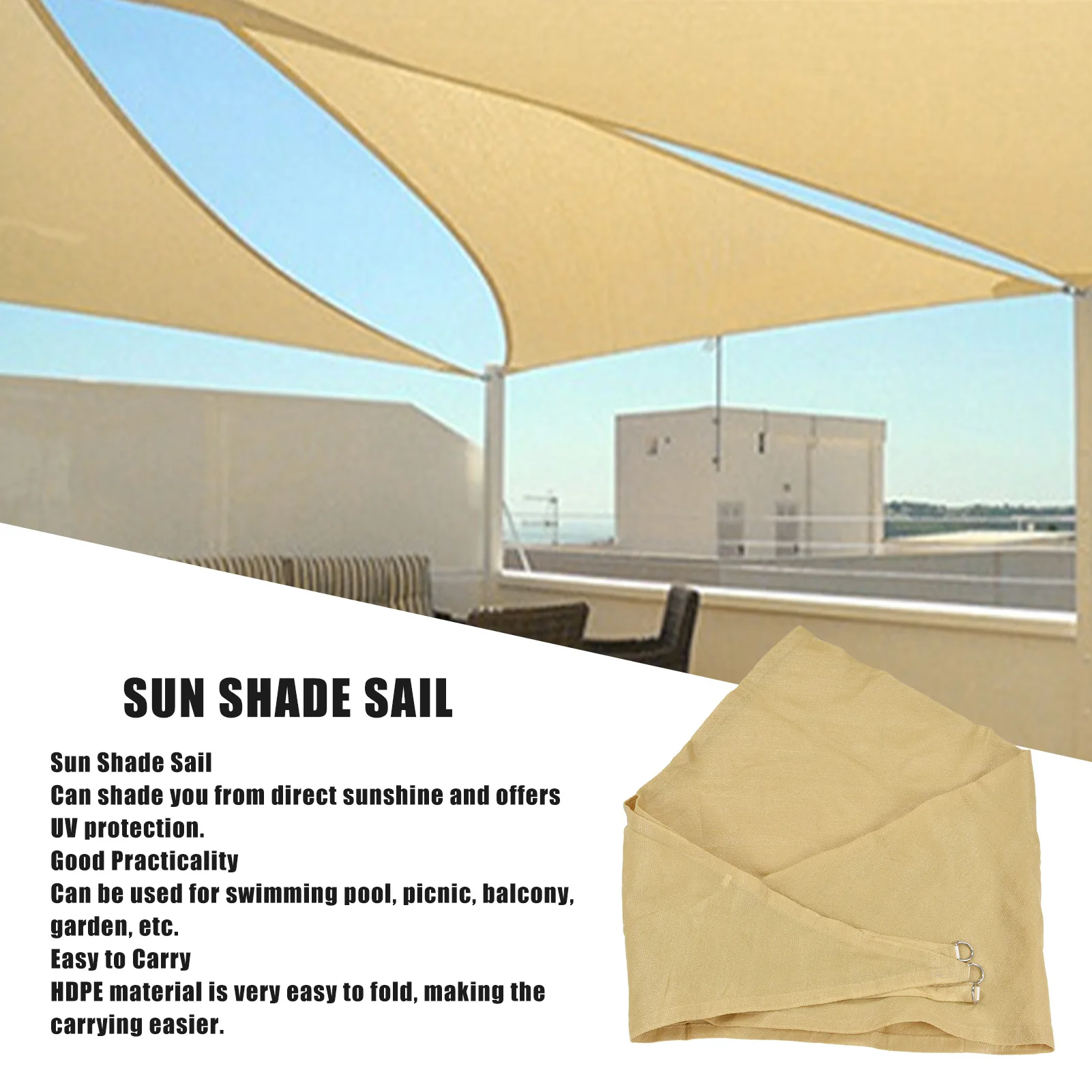 Бежевый Треугольный Солнцезащитный Козырек Из Полиэтилена Hdpe 3x3x3 М Для Садового