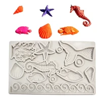 ocean series mermaid silicone mold baroque relief mould for polymer clay plaster diy cake fondant cookies soap candle decor tool