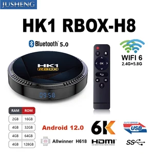 HK1 RBOX H8 Android 12.0 Smart TV Box Wifi 6 6k 2.4g & 5g Bluetooth 5.0 4g16g 32gb 64gb Quad Core Set Top Support Google Player