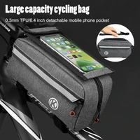 6 4 inch bicycle bag bike frame front top tube bags cycling touch screen case mobile phone mtb moutain road bike mtb accessories