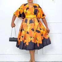african print dresses for women ankara dashiki tutu gown new africa flared sleeve midi dress ladies african dress women