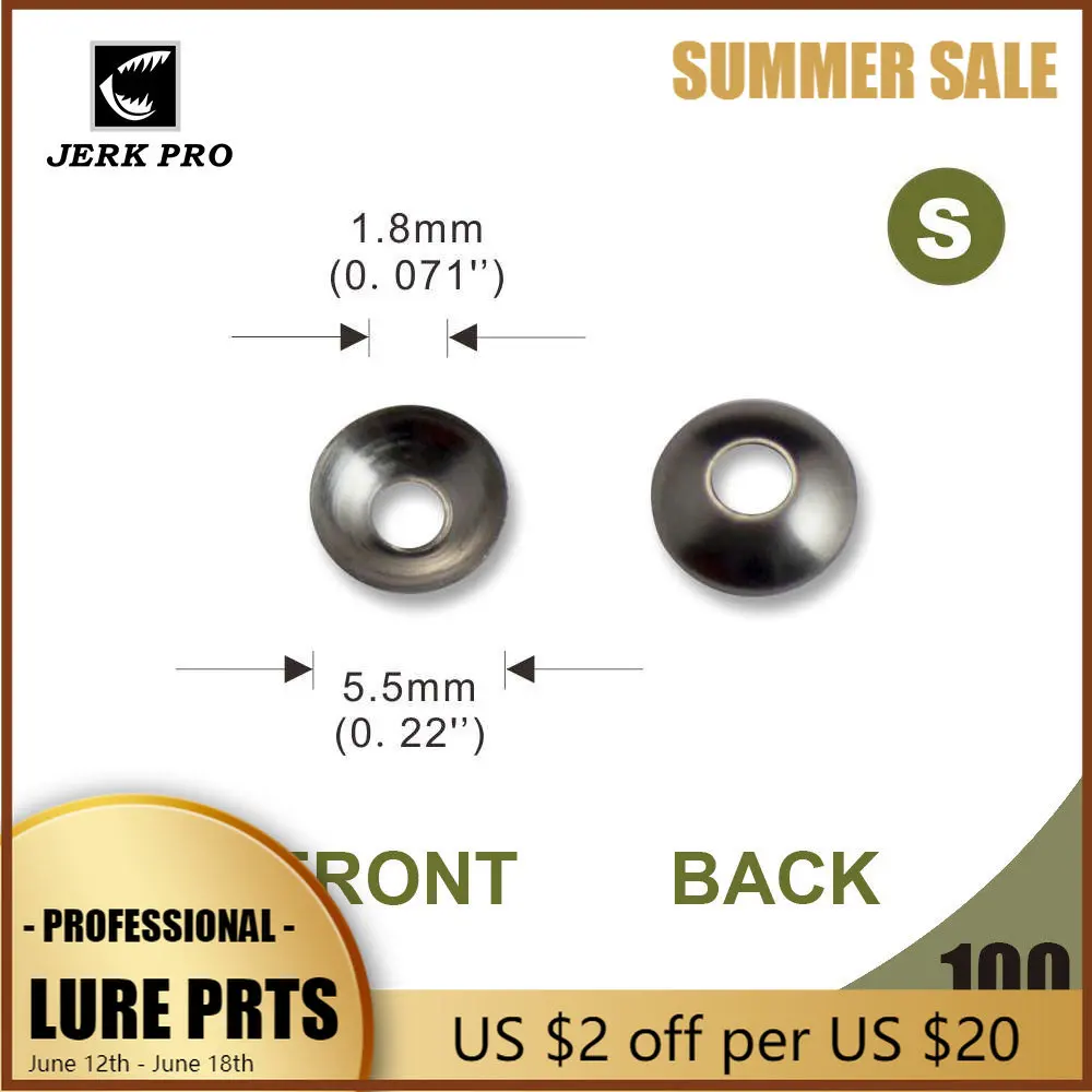 

Рывком PRO 100 шт. Размеры S Нержавеющая сталь круглый Кепки для пропеллера чашки шайбы DIY приманка для рыболова снасти ремесло