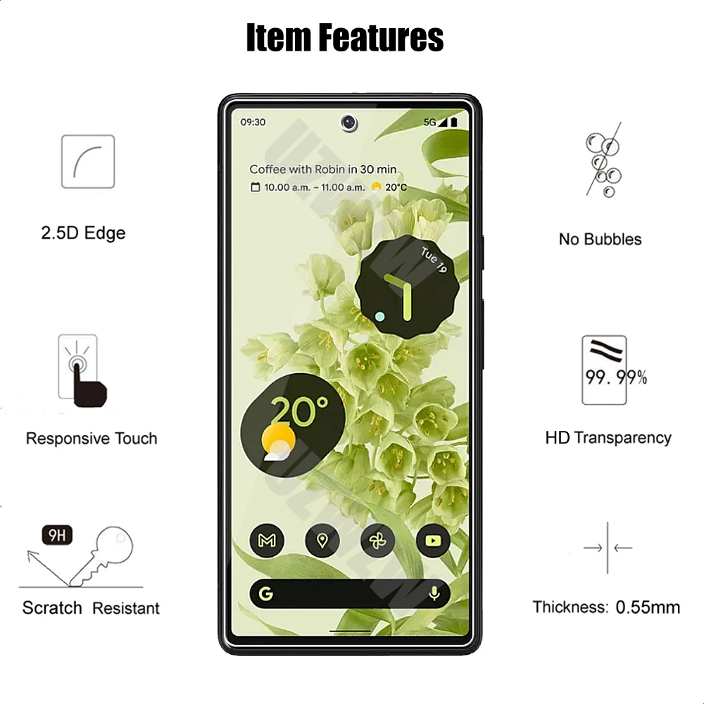 2pcs For Google Pixel 7 6A 6 5 4A 5A 5G 4 3 3A XL Premium Tempered Glass Screen Protectors Protective Film
