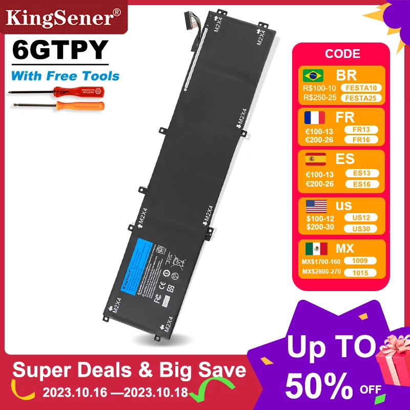 Kingsener Nuova Batteria Per Laptop 6Gtpy H5H20 Per Dell Xps 15 9570 9560 7590 Per Notebook Dell Precision 5520 Serie 5530 11.4V 97Wh