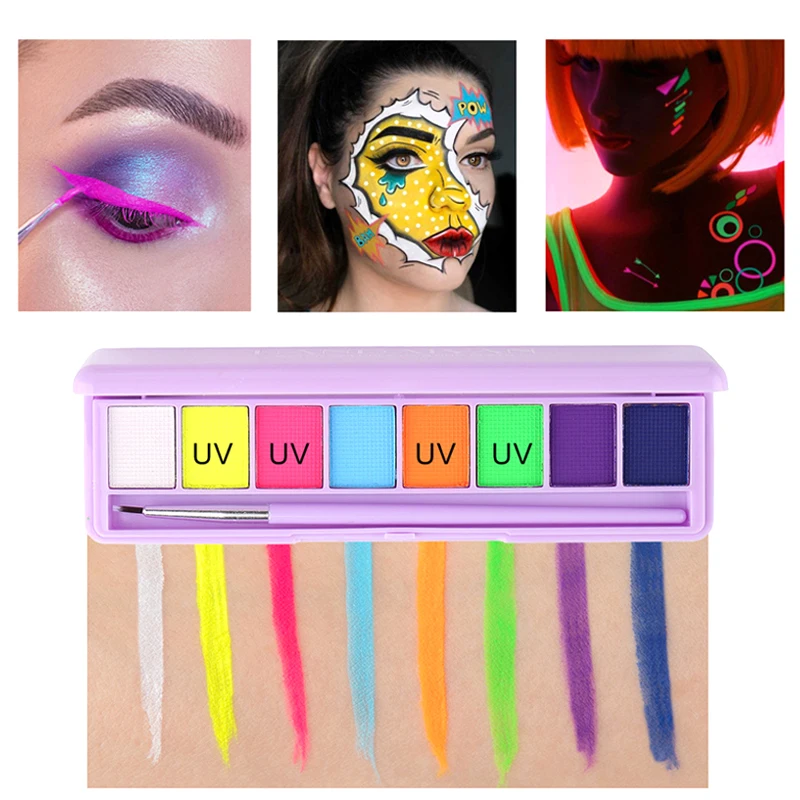 

8Colors Face Body Painting Kids Flash Tattoo Painting Art Halloween Christmas Party Makeup Palette body eye paint