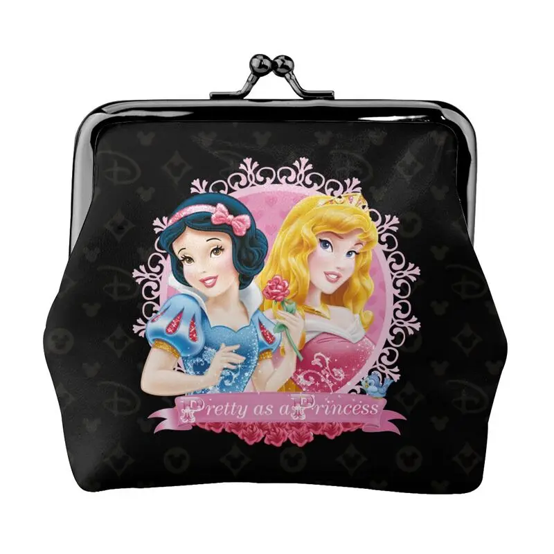 

Disney Brand Bag New Woman Cartoon Print Leather Kiss Lock Coin Purse Design Short Wallet High Quality Girl Clutch Card Holder