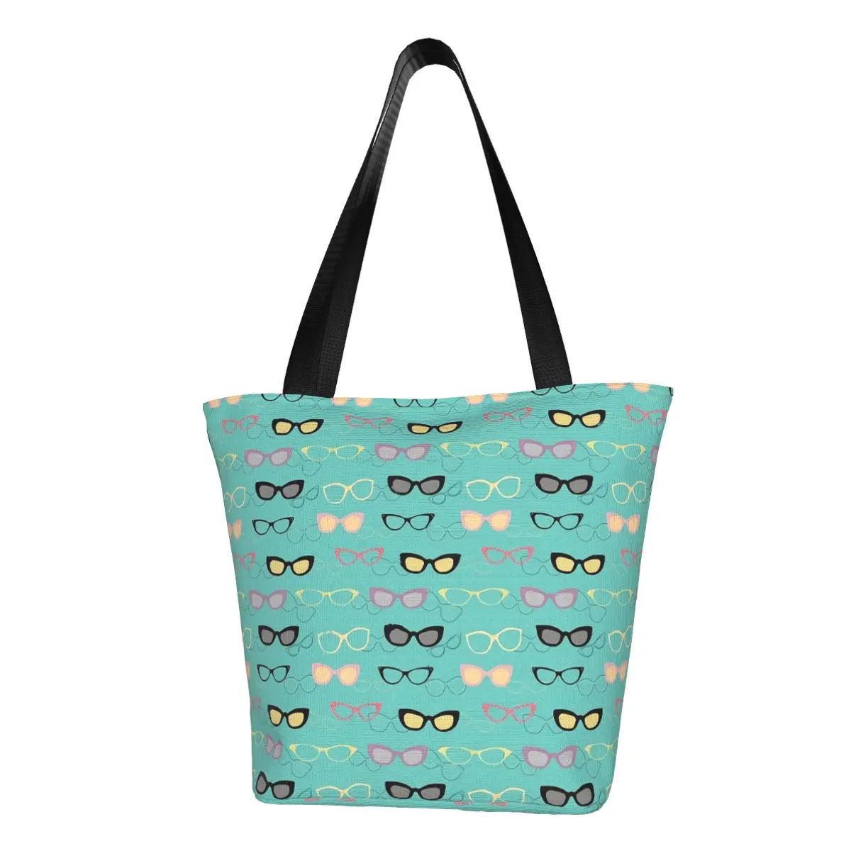

Glasses Print Shopper Bag 1950s Specs Handbags Student Graphic Tote Bag Aesthetic Cloth Beach Shoulder Bag