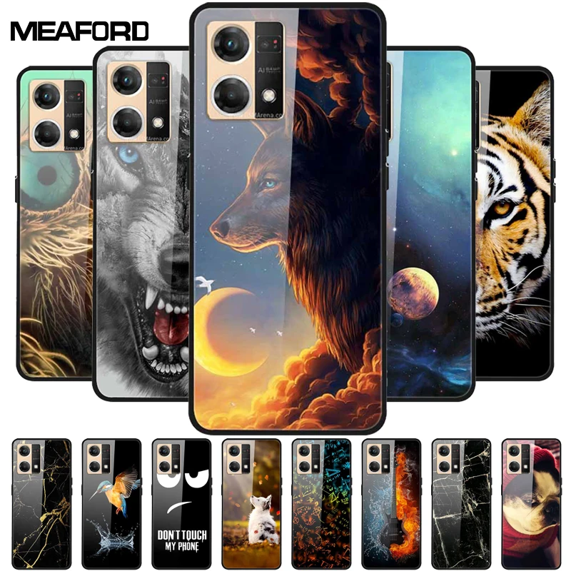 

For OPPO Reno7 Case 4G Shockproof Tempered Glass Hard Back Cover For OPPO Reno 7 4G Soft Bumper Coque Reno 7 CPH2363 Phone Case