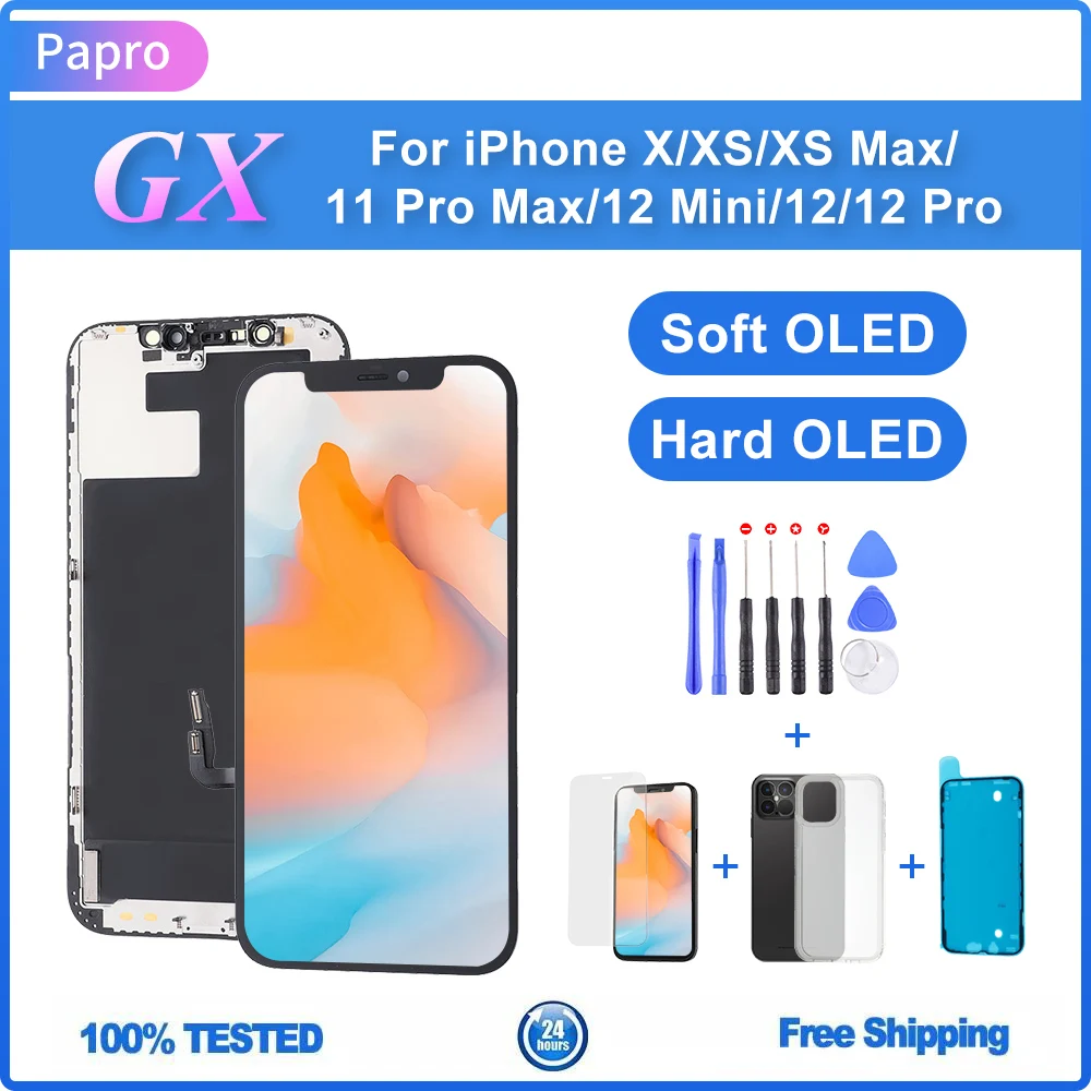 

GX OLED Pantalla For iPhone X XS Max 11 Pro Max 12 Pro LCD Display Screen Digitizer Assembly No Dead Pixel Replacement Parts