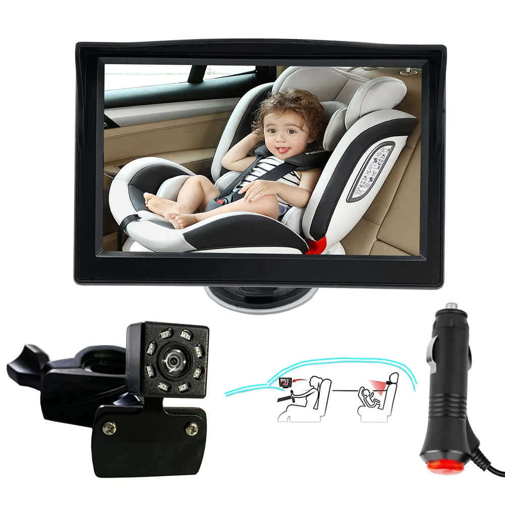 

1080P Baby Car Mirror Camera Night Vision Car Seat Mirror HD 5 Inch Clear View 360 Degrees Security Camera Accessories