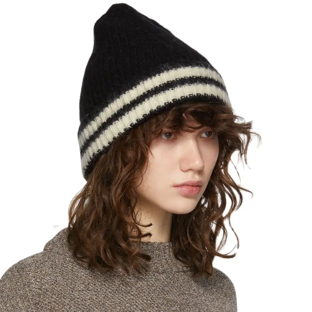 

Winter Warm Knitted Hats for Unisex Brand Design Striped Caps Outdoor Casual Windproof Hat Female Fashion Beanies Gorras Hombre