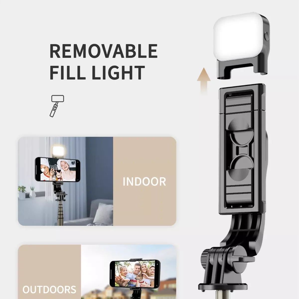 

2023 Mini Wireless bluetooth selfie stick tripod With fill light shutter Remote, Mini Extendable 4 in 1 Selfie Stick - 360° Rot