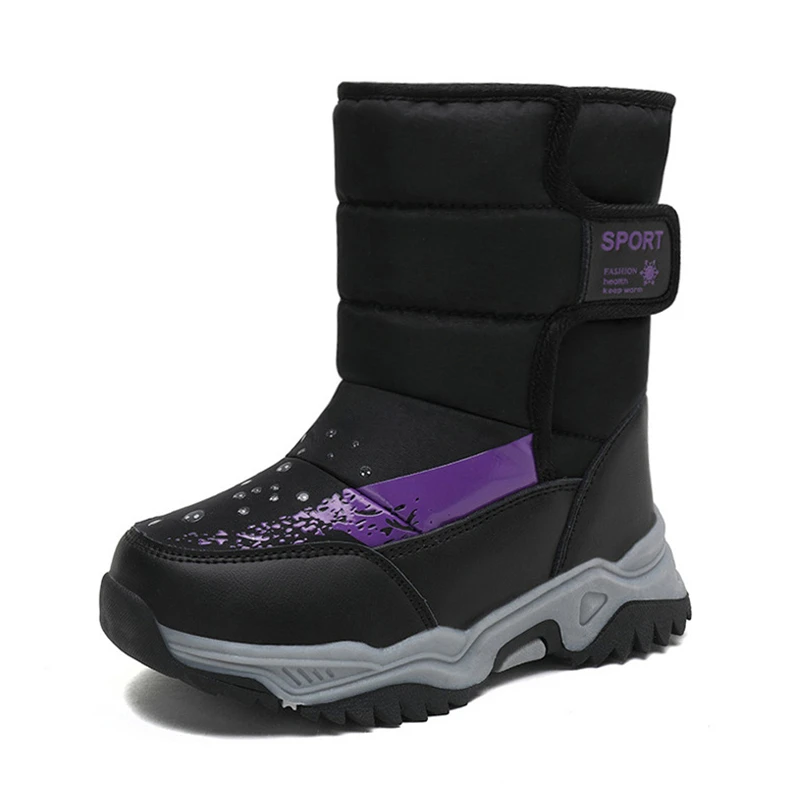 

High Top Winter Boots Children Warm Velvet Snow Shoes Kids Boy Girl Anti Skid Hiking Boot Water Resistant Fashion Cotton Shoes