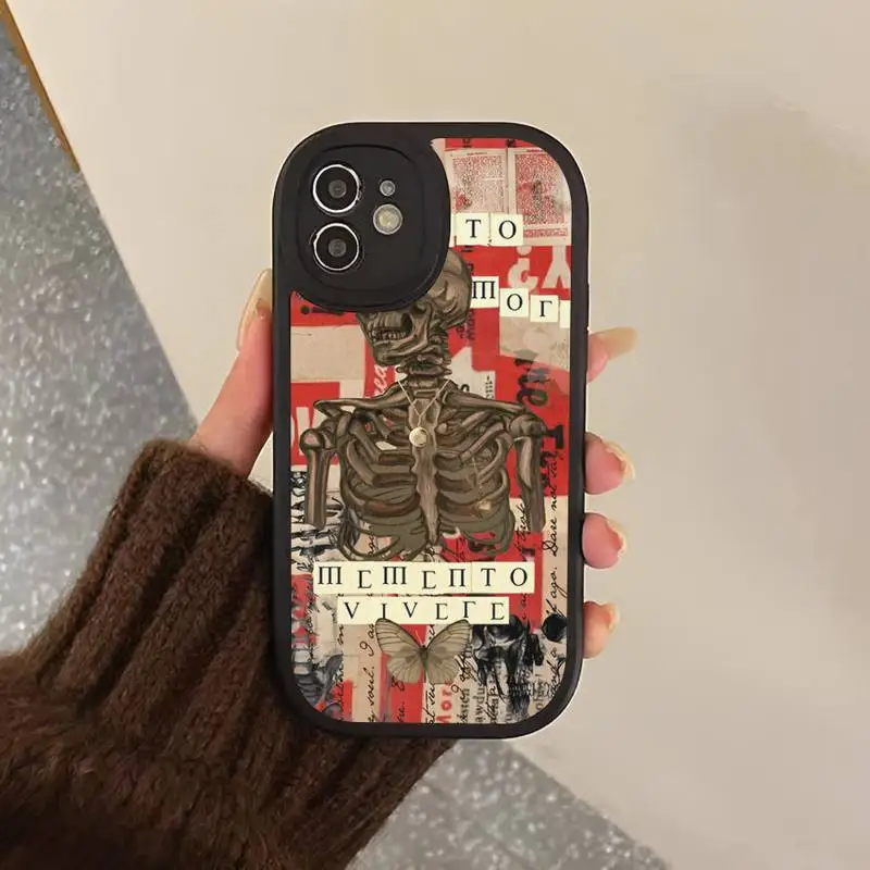 Memento Mori Phone Case Hard Leather Phone Case for iPhone 13 12 Mini 11 14 Pro Max Xs X Xr 7 8 Plus 6 6s Se 2022 silicone Cover