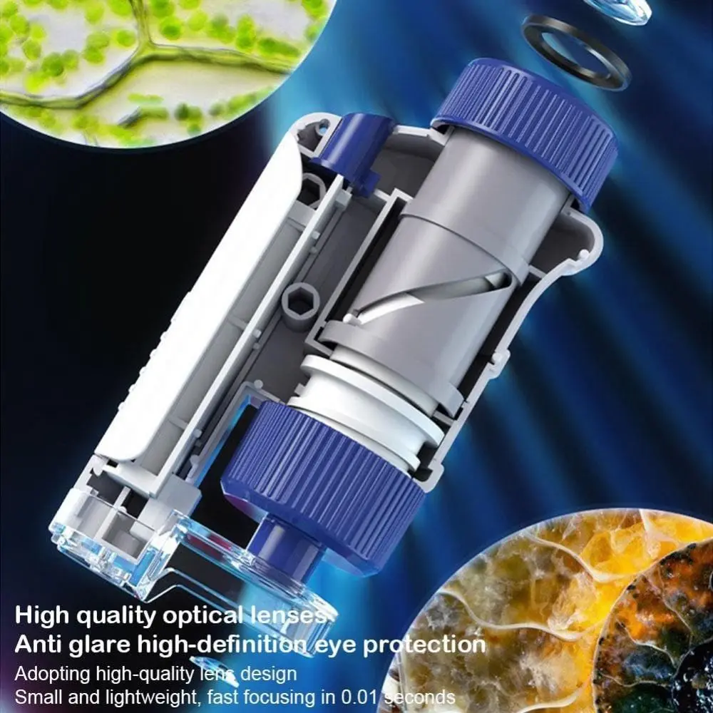 Карманный микроскоп из АБС-пластика ручной минископ с увеличением 60x-120x детский