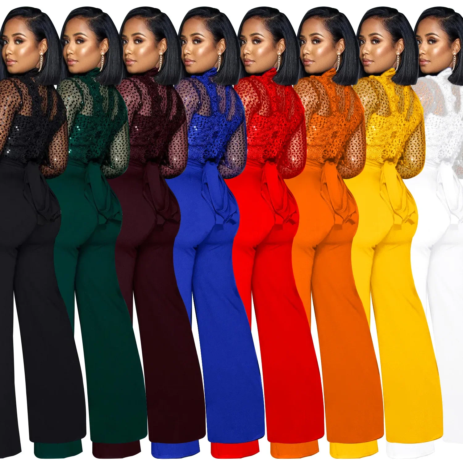 Модная женская одежда свободные широкие комбинезоны с длинными рукавами