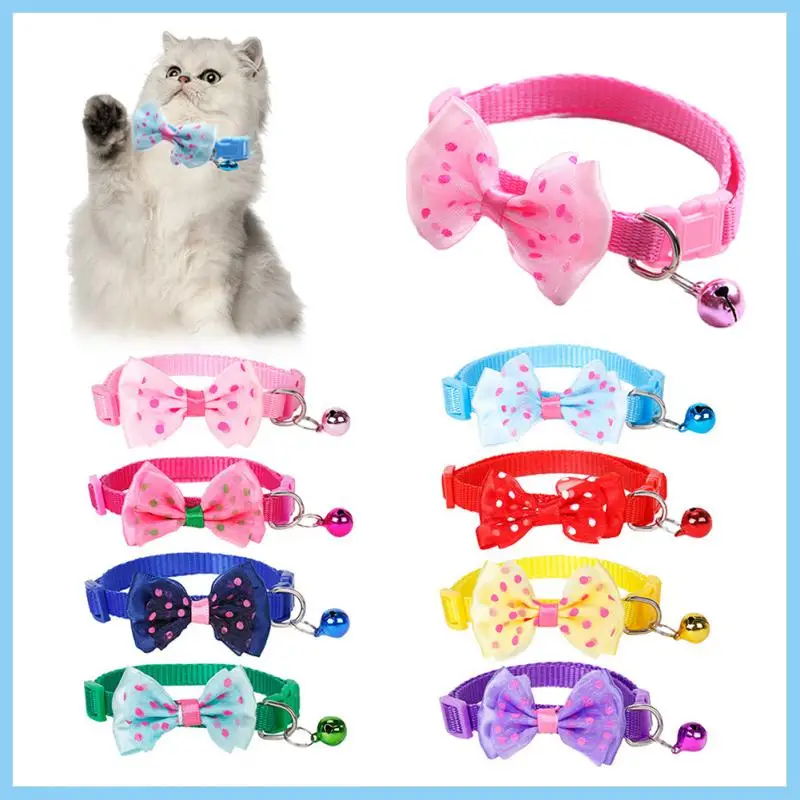 

1PCS Adjustable Cat Dog Collars Cute Bow Tie With Bell Pendant Necklace Fashion Necktie Safety Buckle Pet Clothing Accessoreis