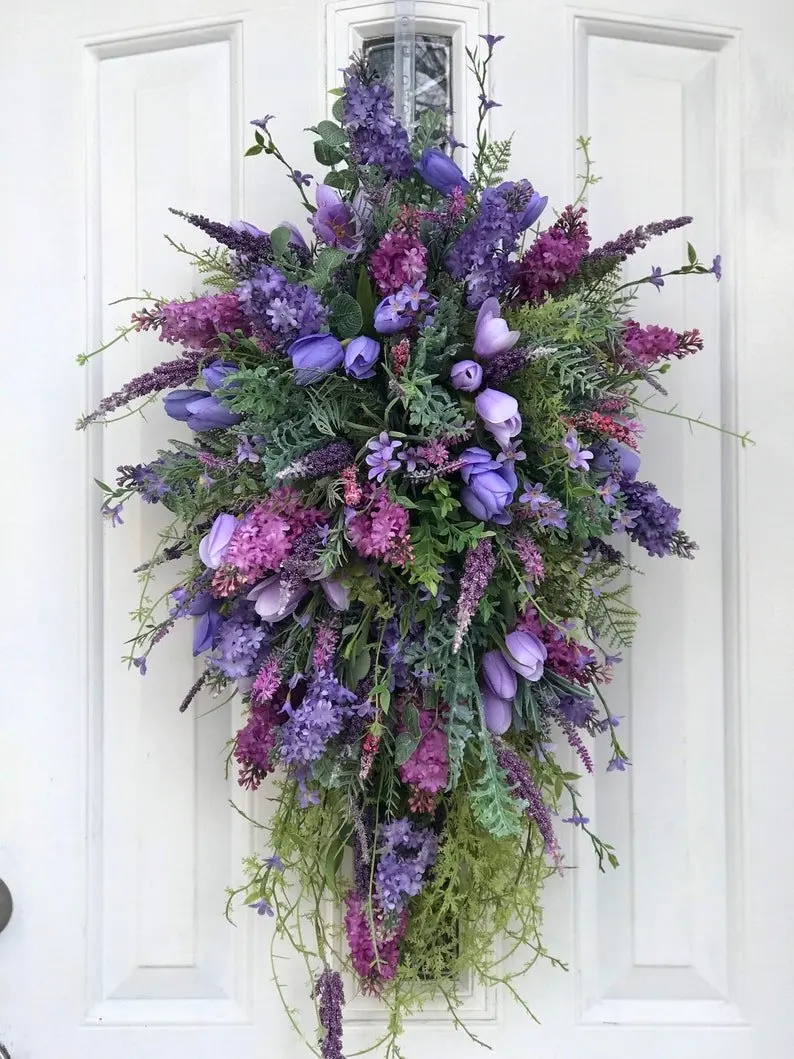 

spring purple tulips garlands lilacs hydoxas colorful spring/summer garlands christmas parties outdoor home décor