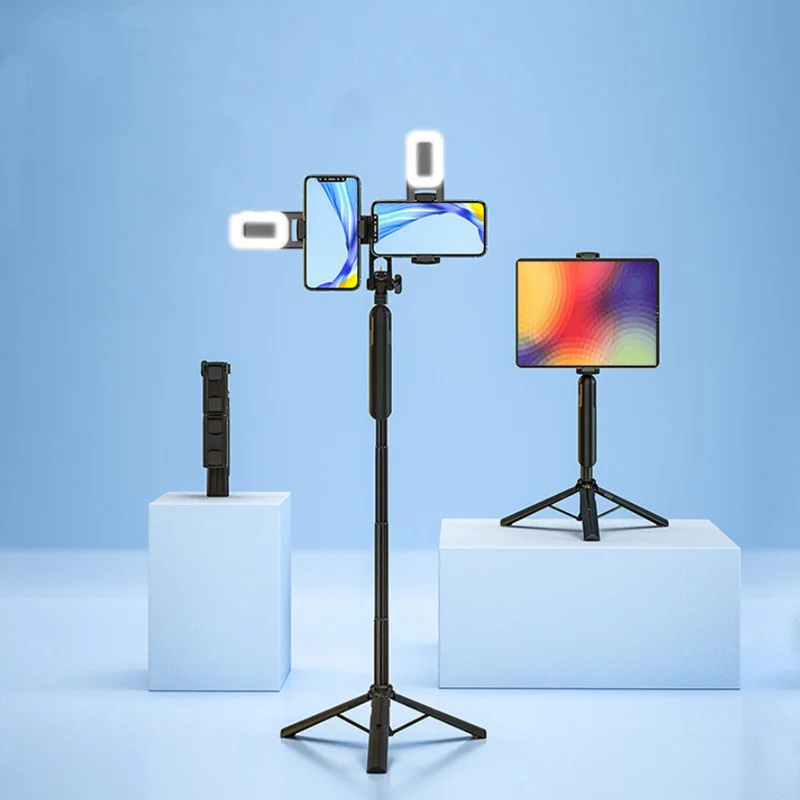 

Bluetooth Selfie Stick Tripod for Tablet Double Phones Foldable Mobile Phone Tripod Stand for Gopro Sumsung/Huawei/Xiaomi phone