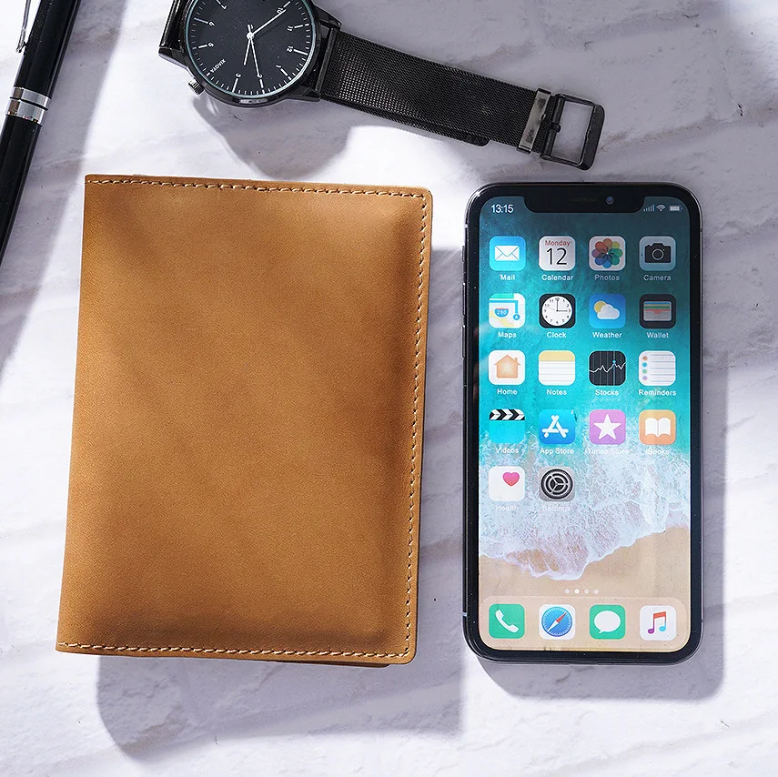 

New Arrivals Genuine Leather Passport Cover Solid Credit ID Card Case Holder Business Unisex Travel Wallet
