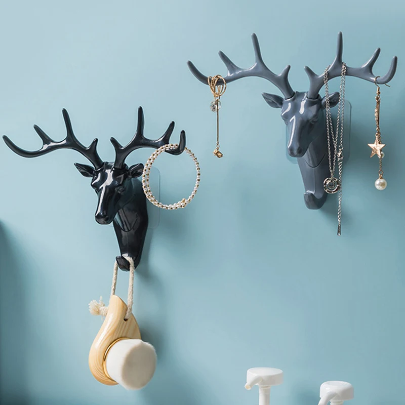 

Deer Head Wall Hanging Hook Retro Simulated Decorative Hanger Towels Bags Clothes Hat Scarf Key Bath Ball Hooks Wall Decoration
