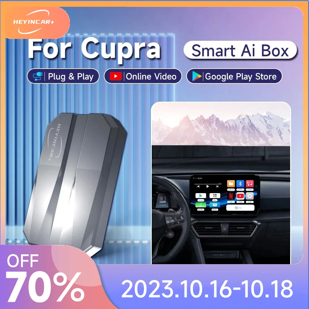 

2023 HEYINCAR Smart AI Box Android Auto Wireless CarPlay For Cupra Formentor Leon Ateca Born YouTube IPTV Netflix Play store