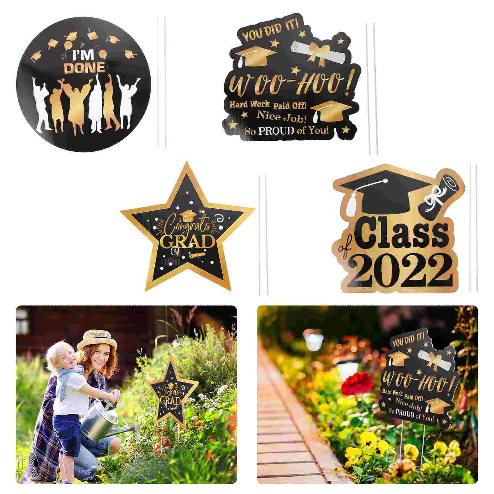 

4pcs Graduation Yard Sign Decorations Outdoor Garden Graduation Yard Sign Decor