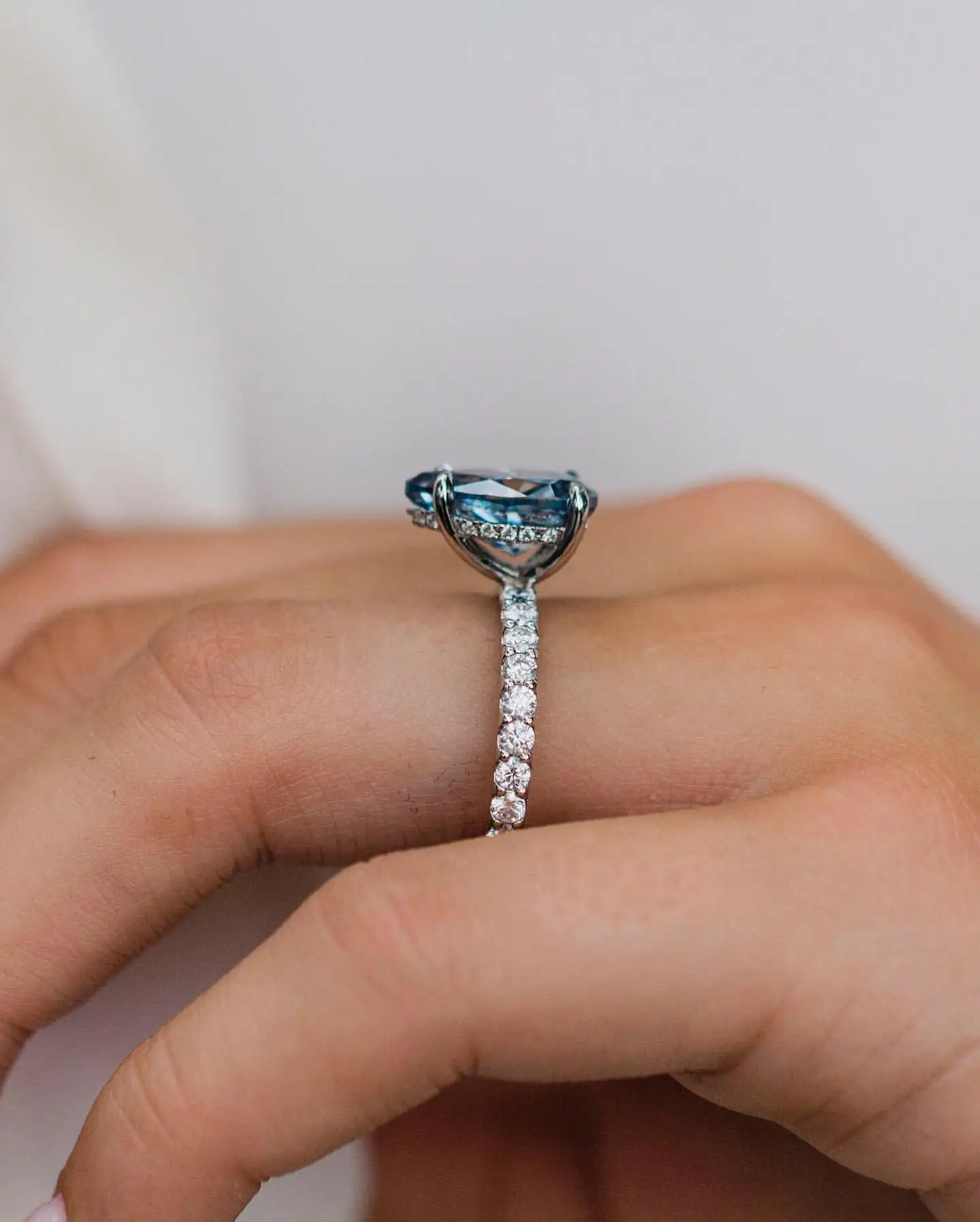 JOVOVASMILE Moissanite Ring 14k gold 4.05 Carat 13x7.8mm Crushed Ice Pear Cut Cornflower Blue Real au 750 585 Jewelry for Women