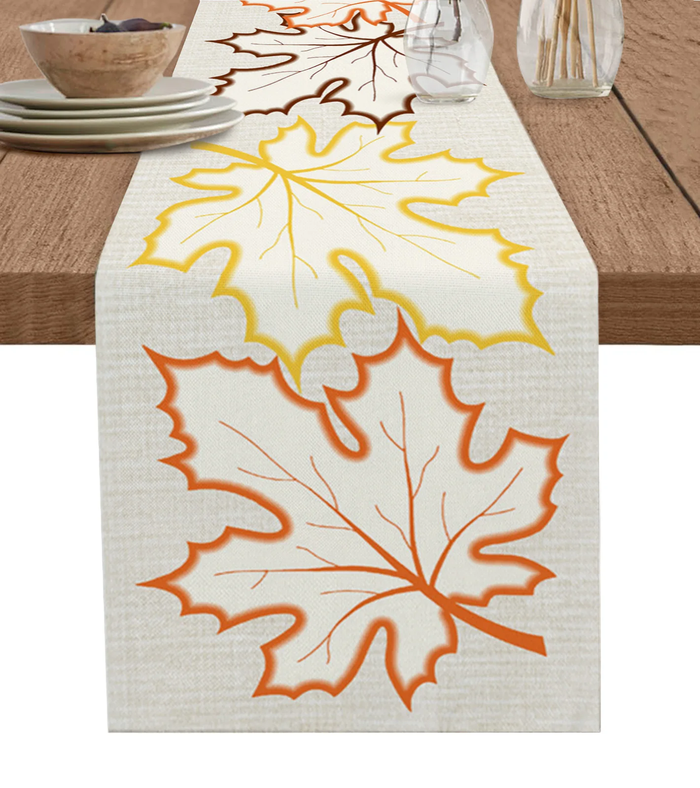 

Thanksgiving Autumn Maple Leaf Table Runner Cotton Linen Wedding Decor Table Runner for Dining Table Holiday Decor Tablecloth