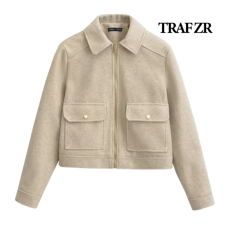 Куртка TRAF ZR Женская шерстяная верхняя одежда модные городские пальто элегантное