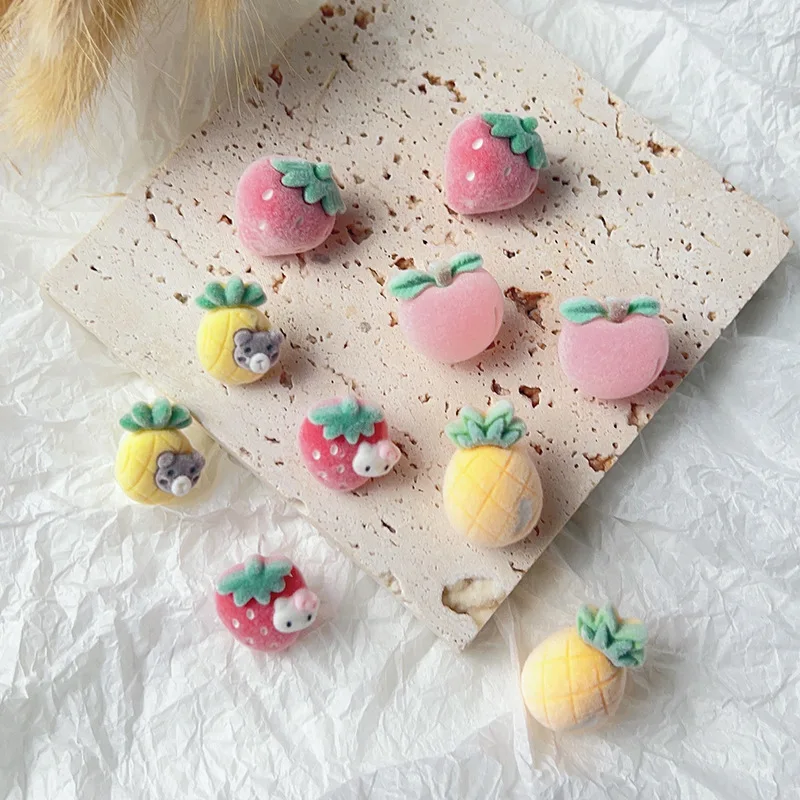 

Fashion Simple Fruit Flocking Stud Earrings Creative Strawberry Peach Pineapple Rabbit Cute Stud Earrings Women Party Accessorie