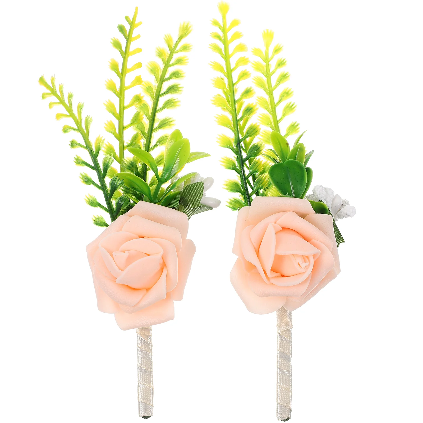 

2pcs Handmade Simulated Flower Corsage Artificial Wedding Flower Corsage Decor for Broom