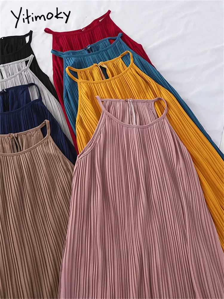 

NEW IN Tanks Dress for Women Summer 2023 New O Neck Solid Slim Dresses Office Ladies Sleeveless Camisole Elegant Beach Dress